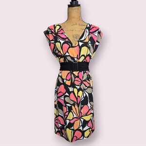 Wrapper Multicolor Print V-Neck Midi Dress Sz X-Large